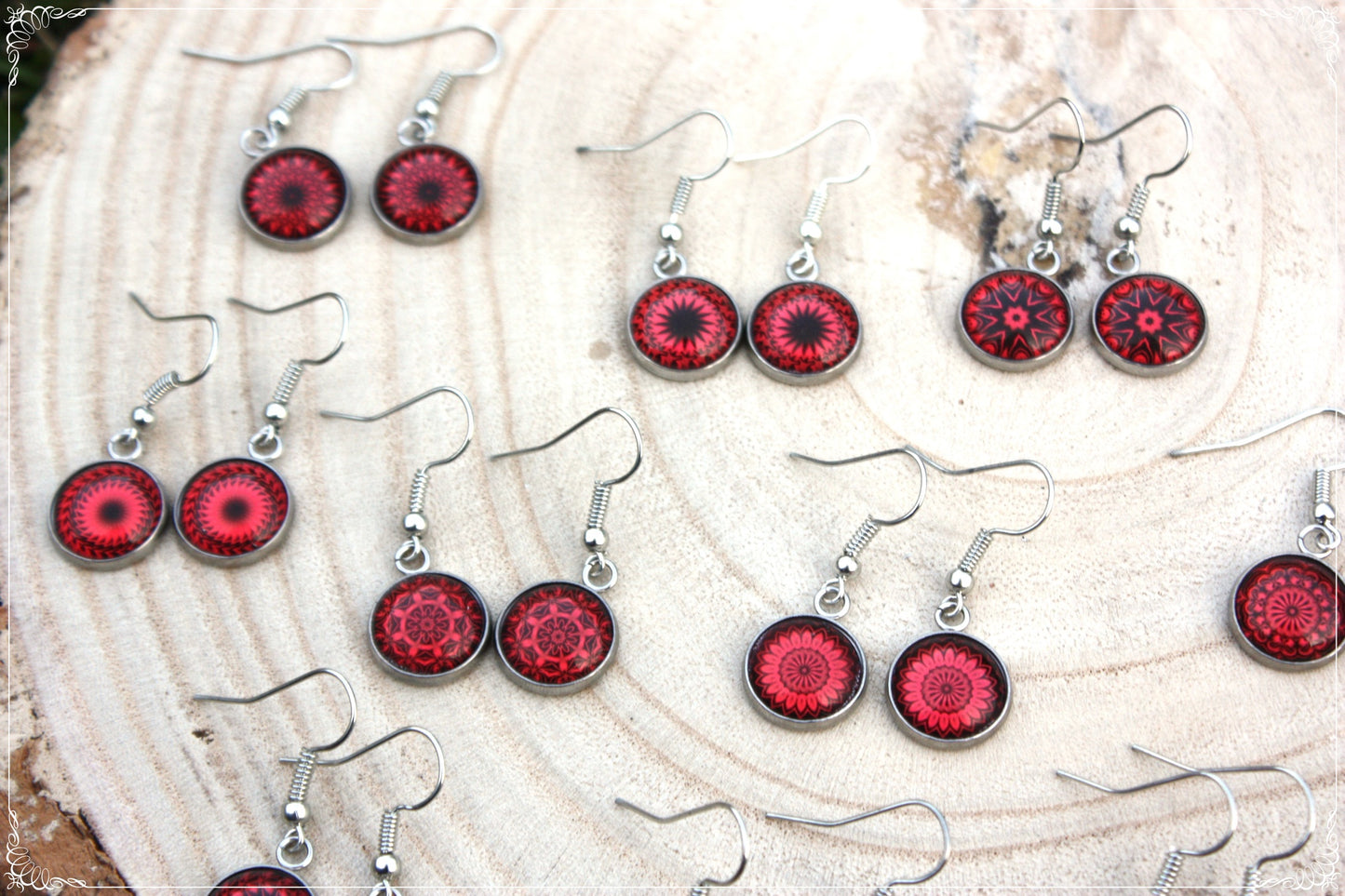 Boucles d'oreilles "Mandalas - Rouges "