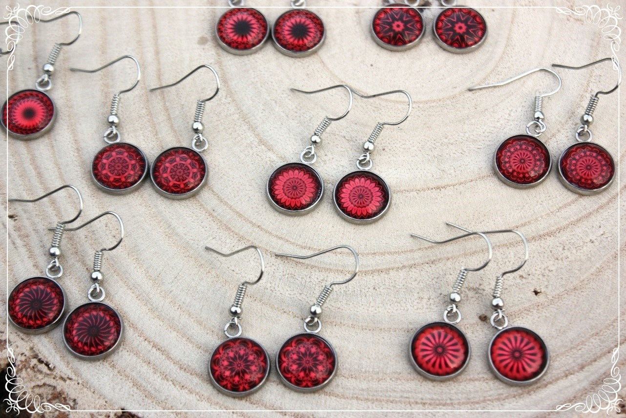 Boucles d'oreilles "Mandalas - Rouges "