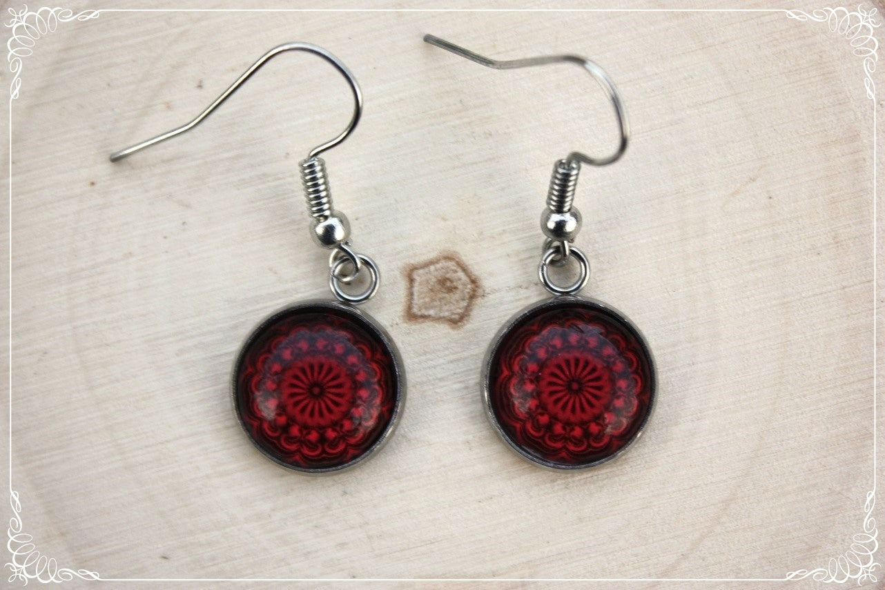 Boucles d'oreilles "Mandalas - Rouges "