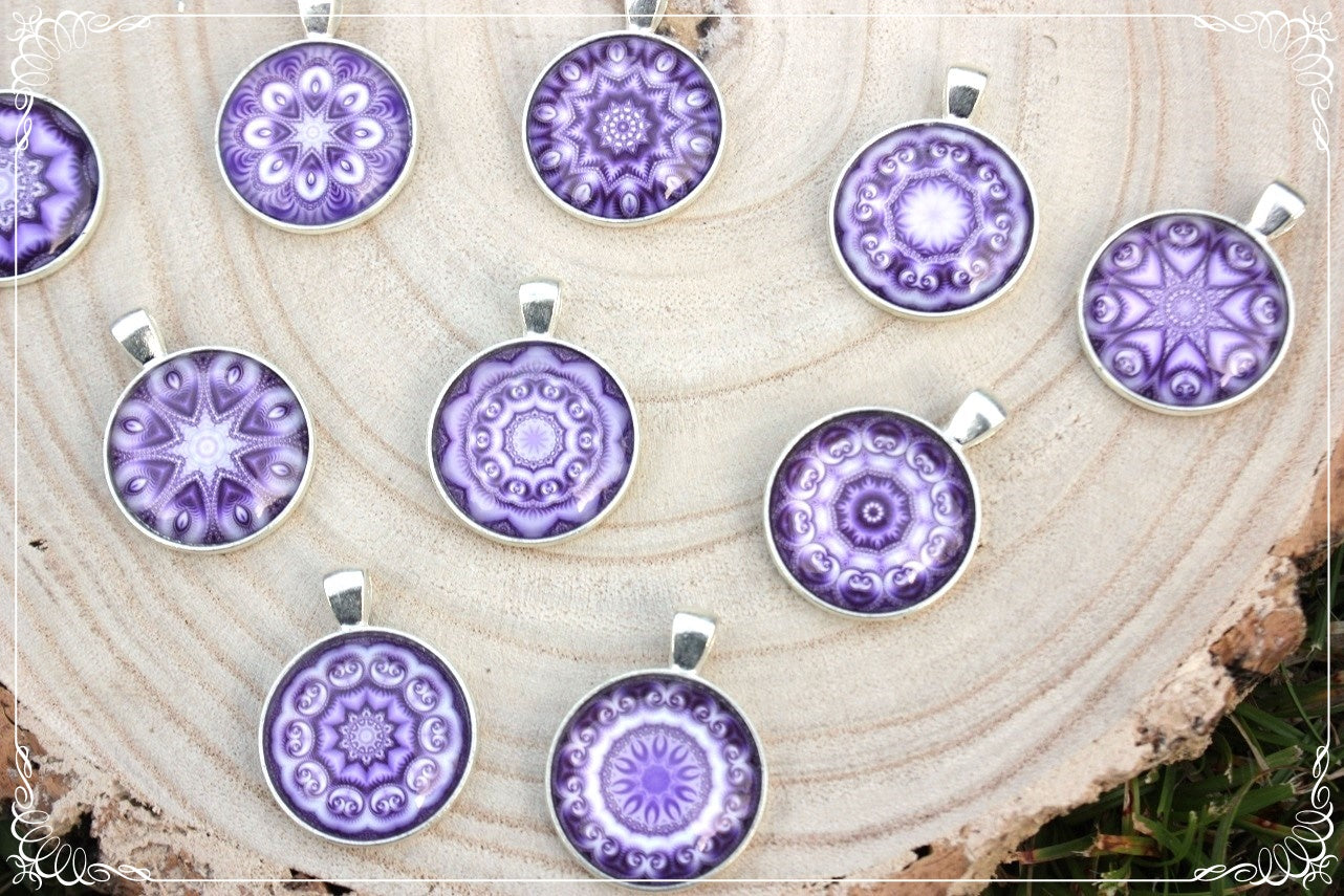 Pendentifs "Mandalas - Violets"