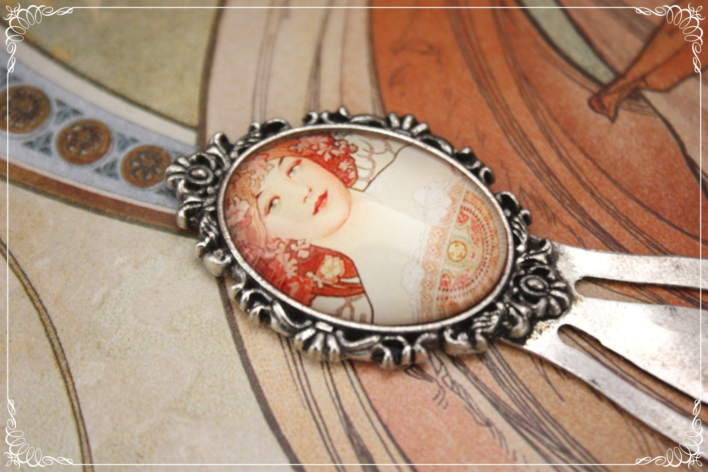 Marques-page "Mucha - Art Nouveau - Argent "