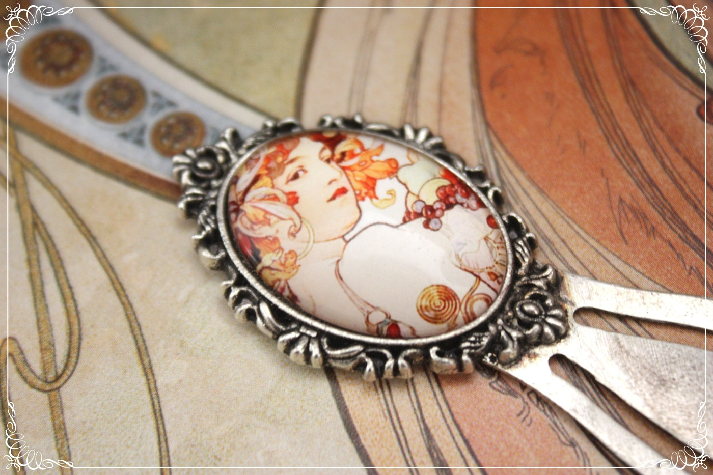 Marques-page "Mucha - Art Nouveau - Argent "