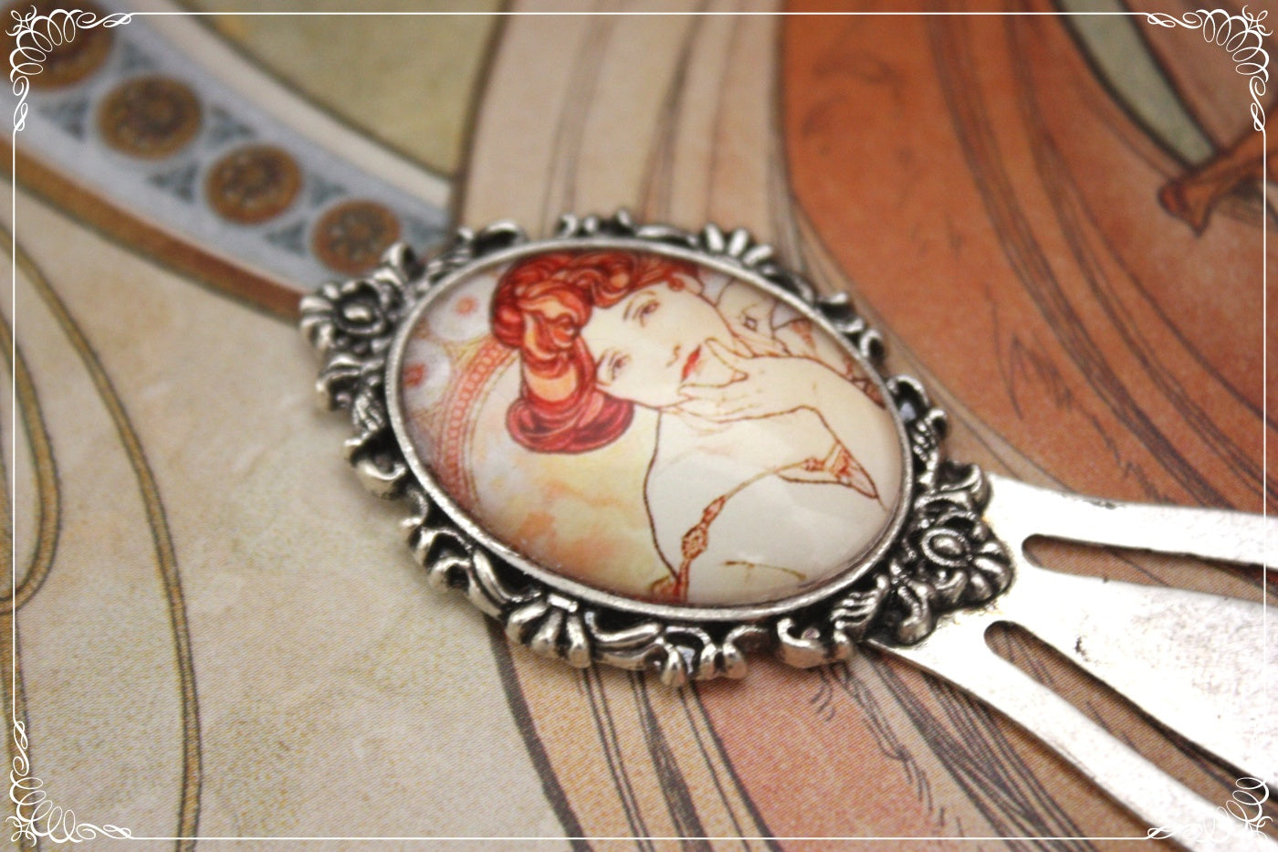 Marques-page "Mucha - Art Nouveau - Argent "