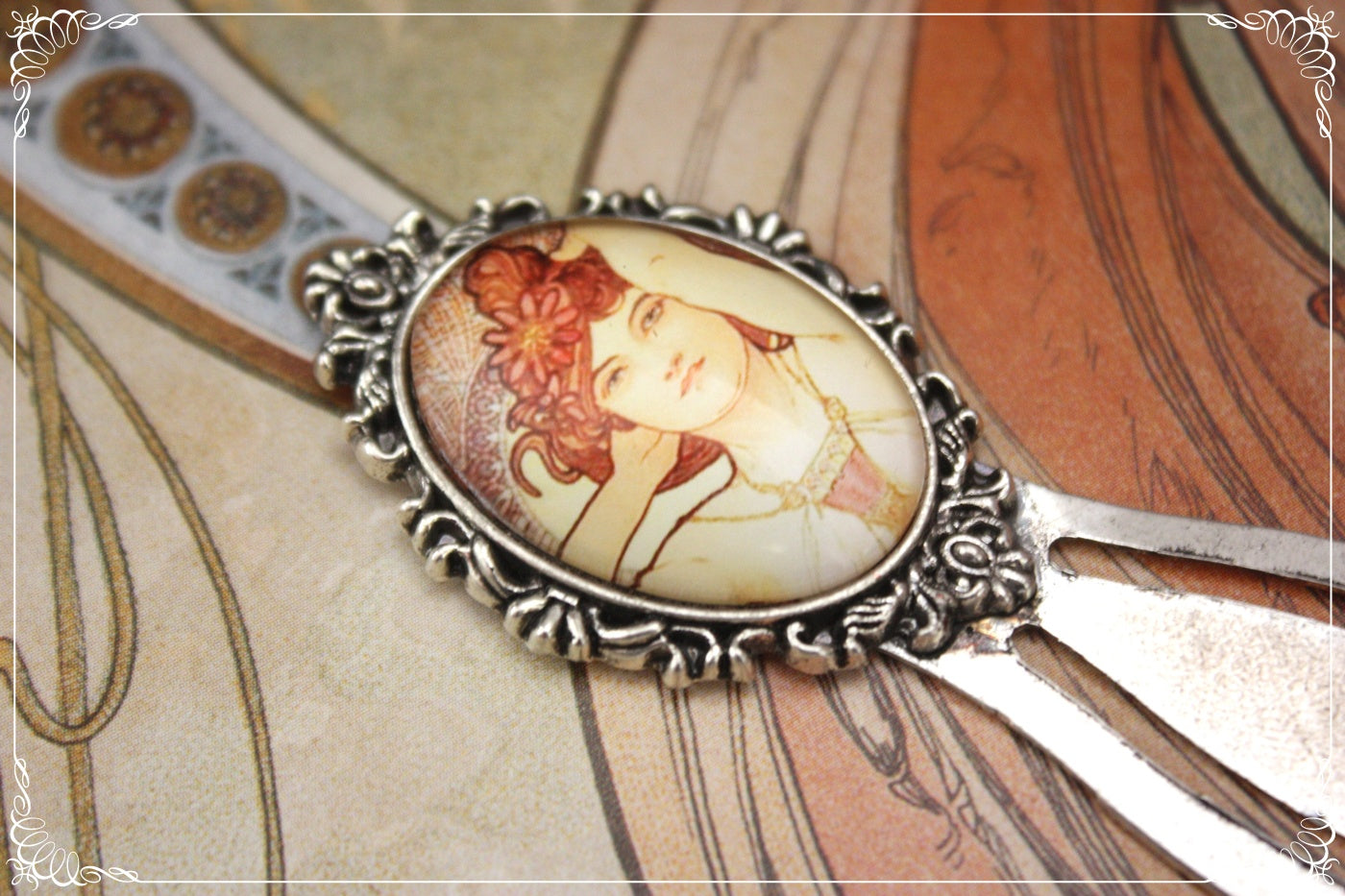 Marques-page "Mucha - Art Nouveau - Argent "