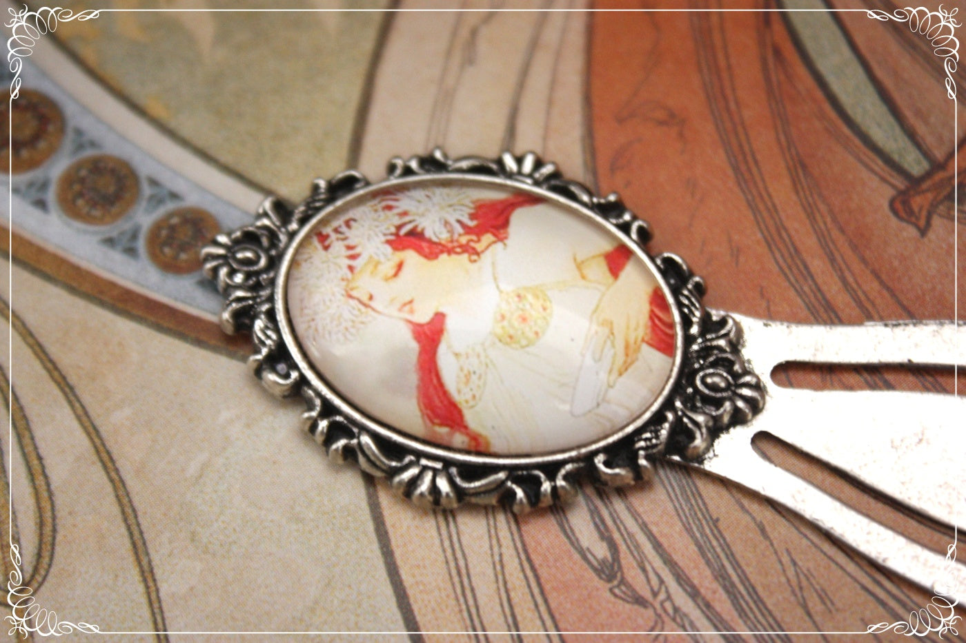 Marques-page "Mucha - Art Nouveau - Argent "