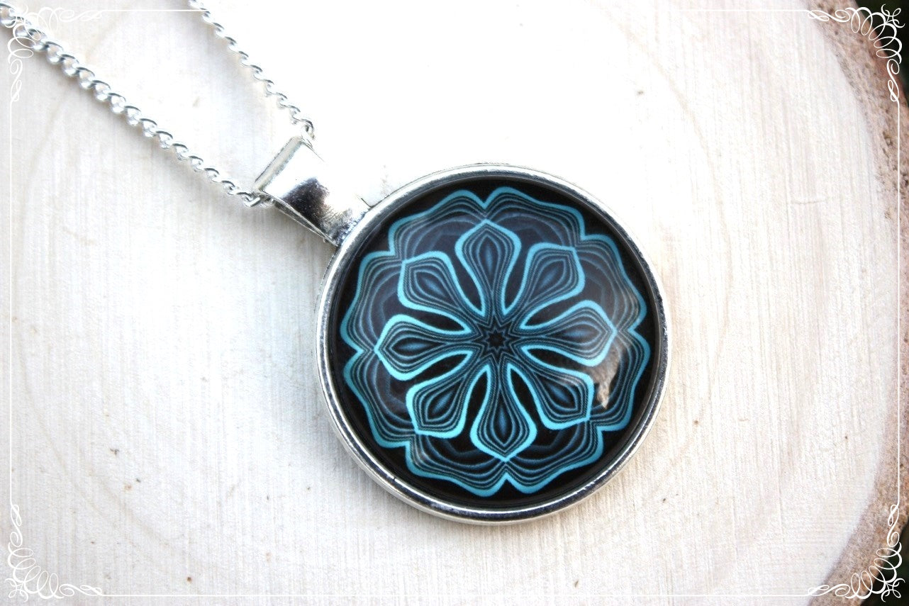 Pendentifs "Mandalas - Bleus moyens"