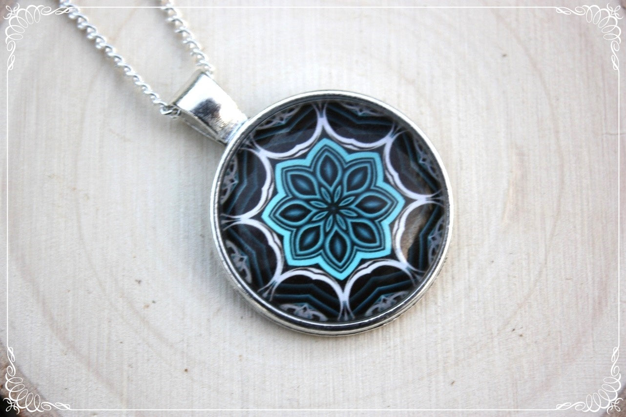 Pendentifs "Mandalas - Bleus moyens"