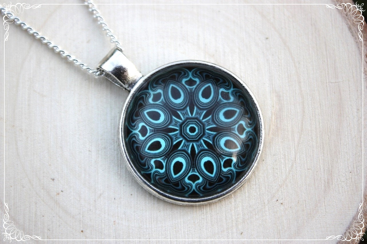Pendentifs "Mandalas - Bleus moyens"