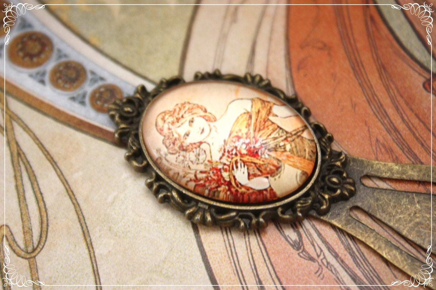 Marques-page "Mucha - Art Nouveau - Bronze "