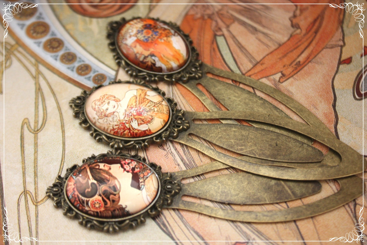 Marques-page "Mucha - Art Nouveau - Bronze "