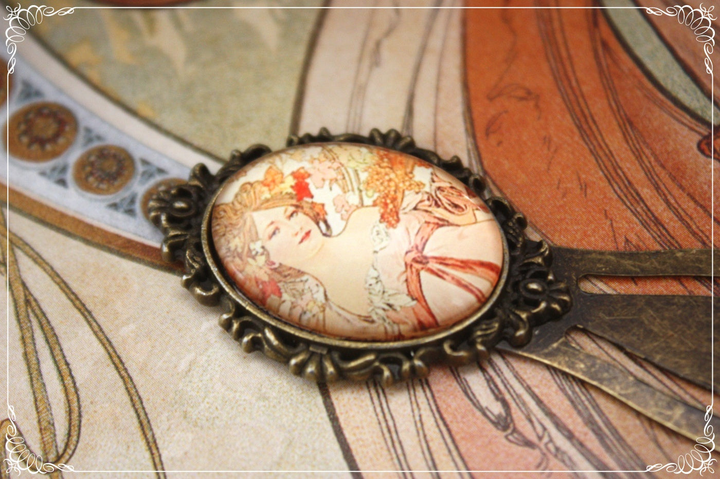Marques-page "Mucha - Art Nouveau - Bronze "