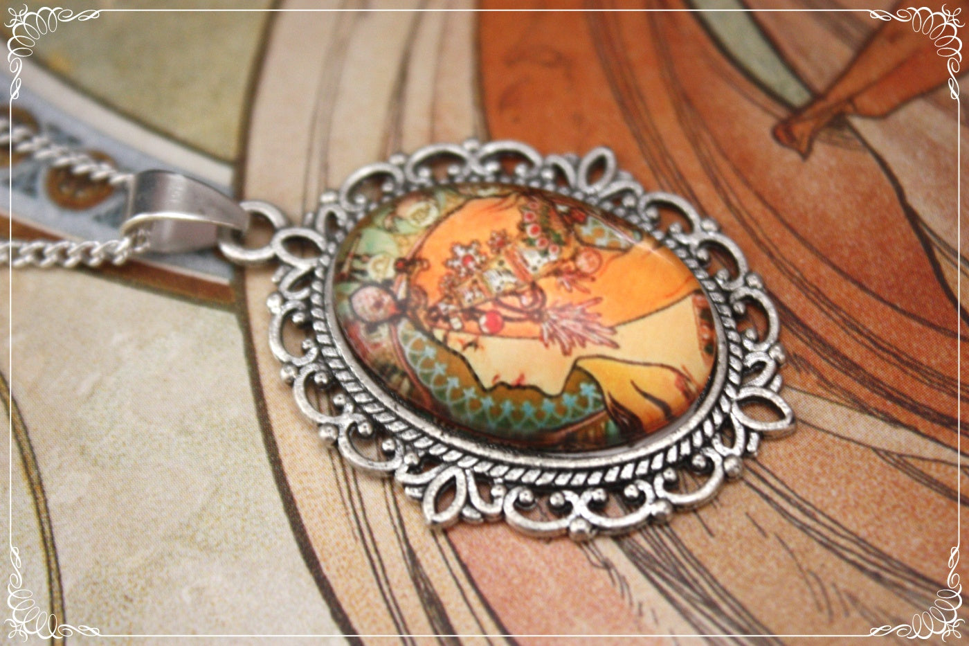 Petits Pendentifs "Mucha - Art Nouveau - Argent"