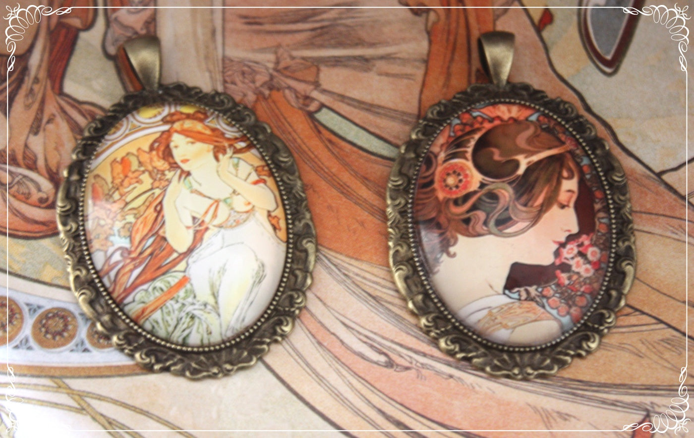 Pendentifs "Mucha - Art Nouveau - Bronze"