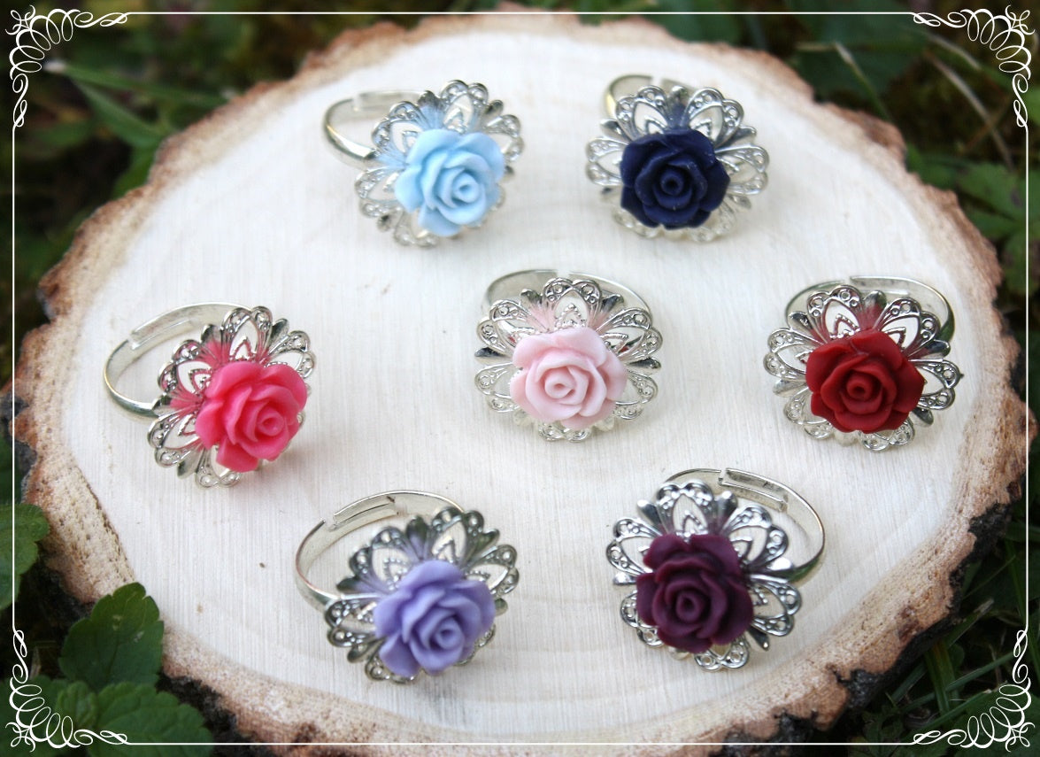 Bagues argentées "Roses"