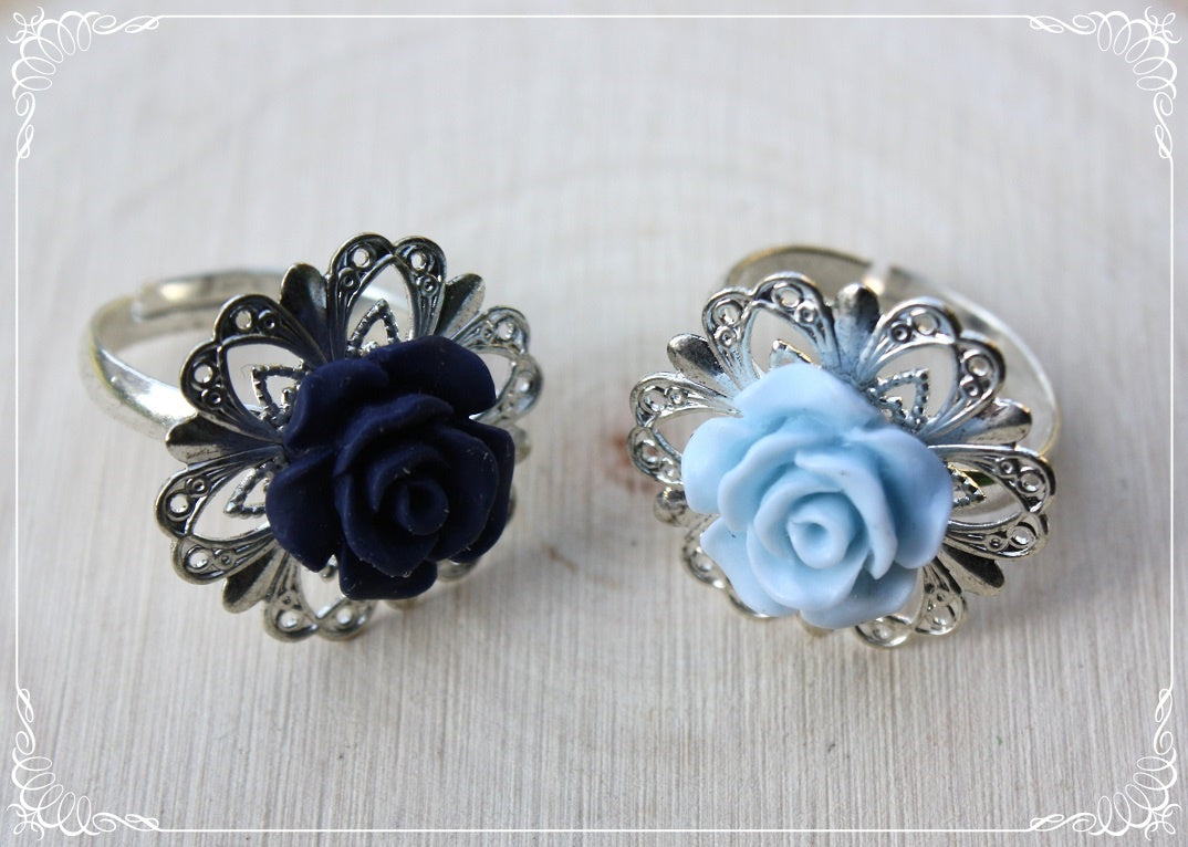 Bagues argentées "Roses"