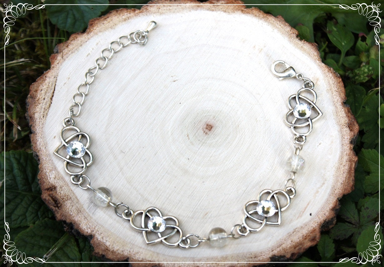 Bracelets "Coeurs celtiques strass et perles"