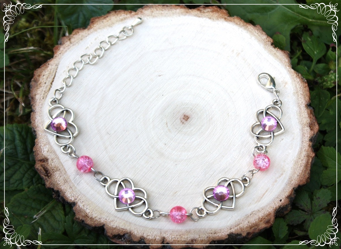 Bracelets "Coeurs celtiques strass et perles"