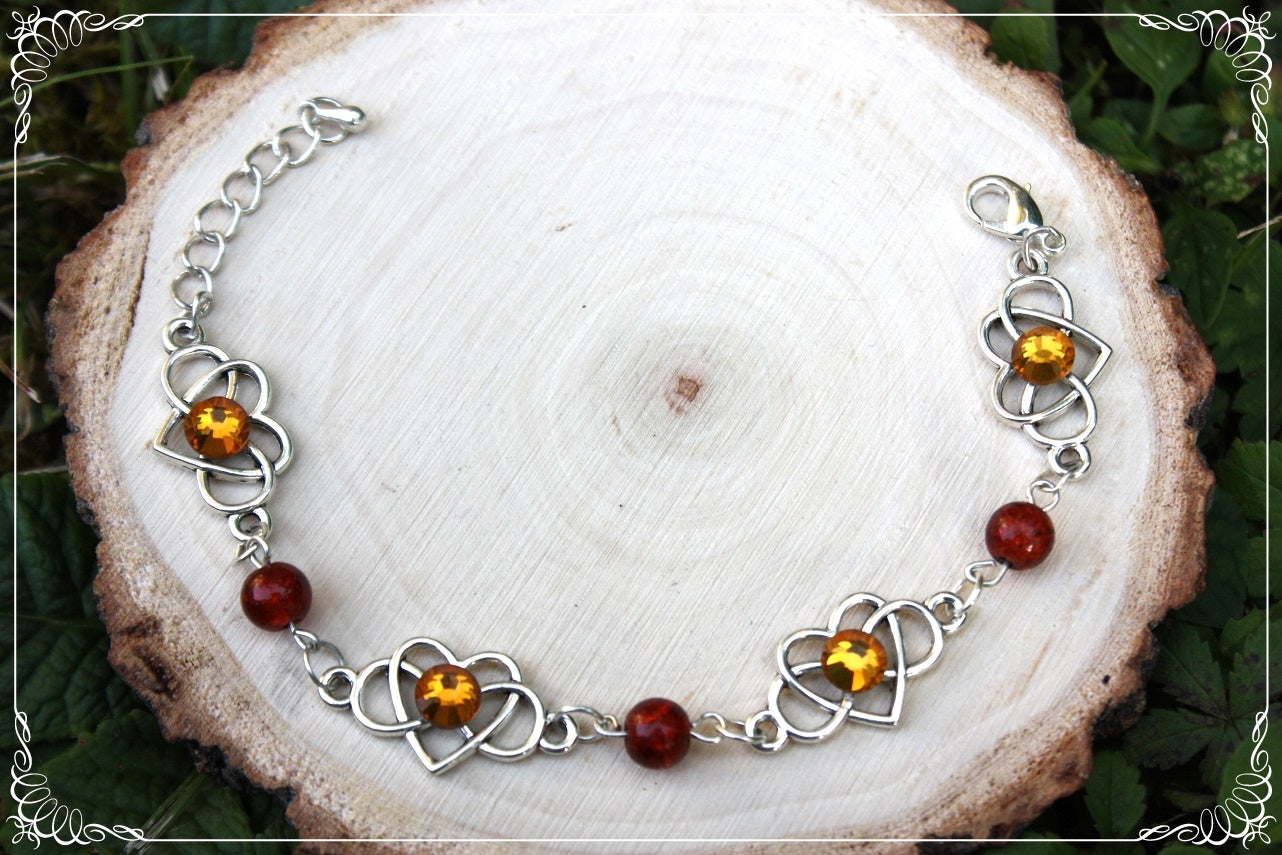 Bracelets "Coeurs celtiques strass et perles"