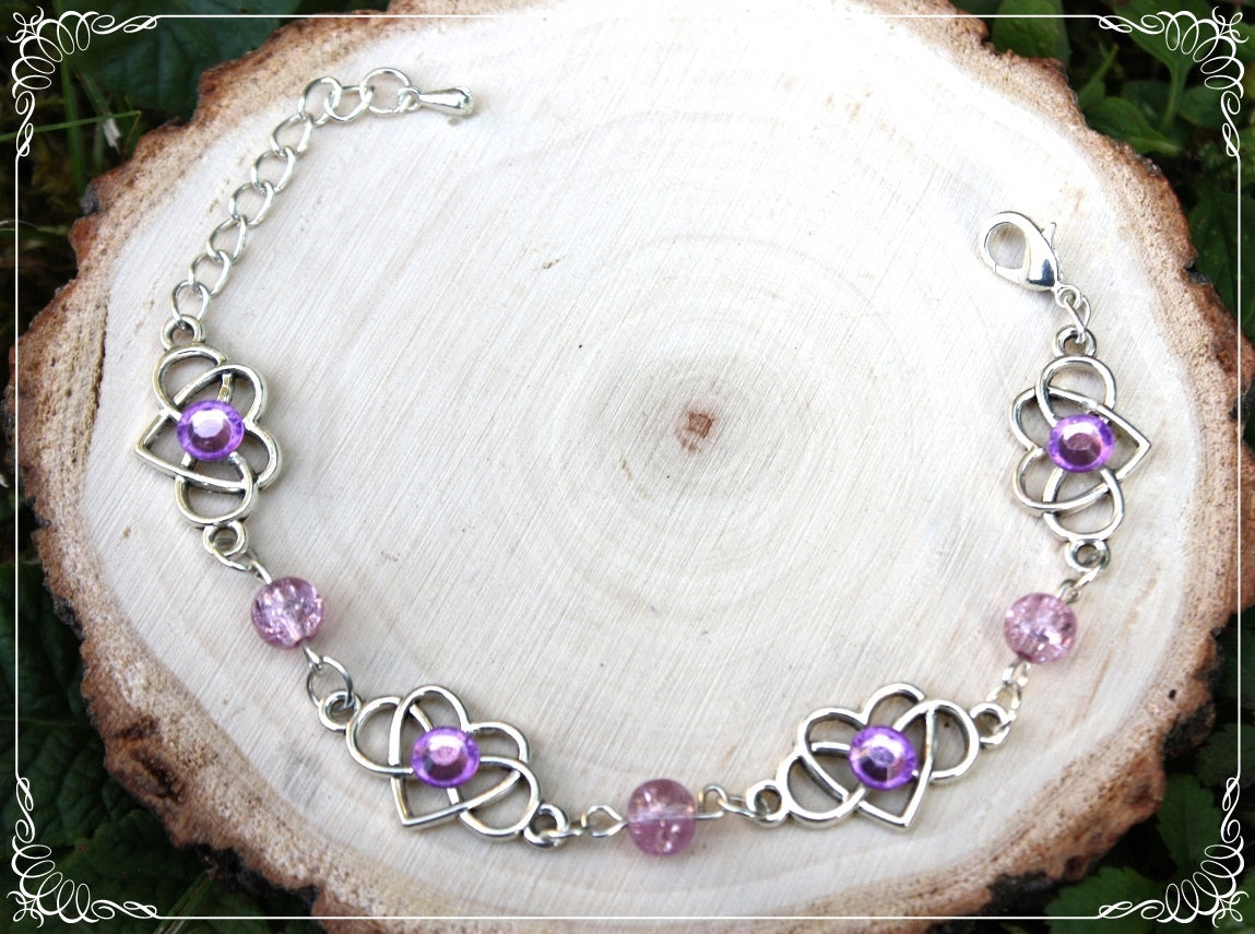 Bracelets "Coeurs celtiques strass et perles"