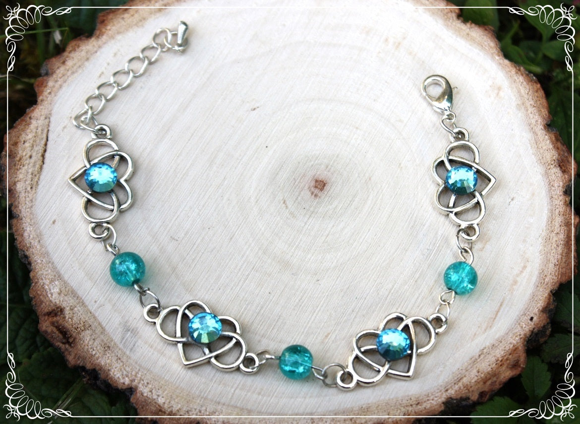 Bracelets "Coeurs celtiques strass et perles"