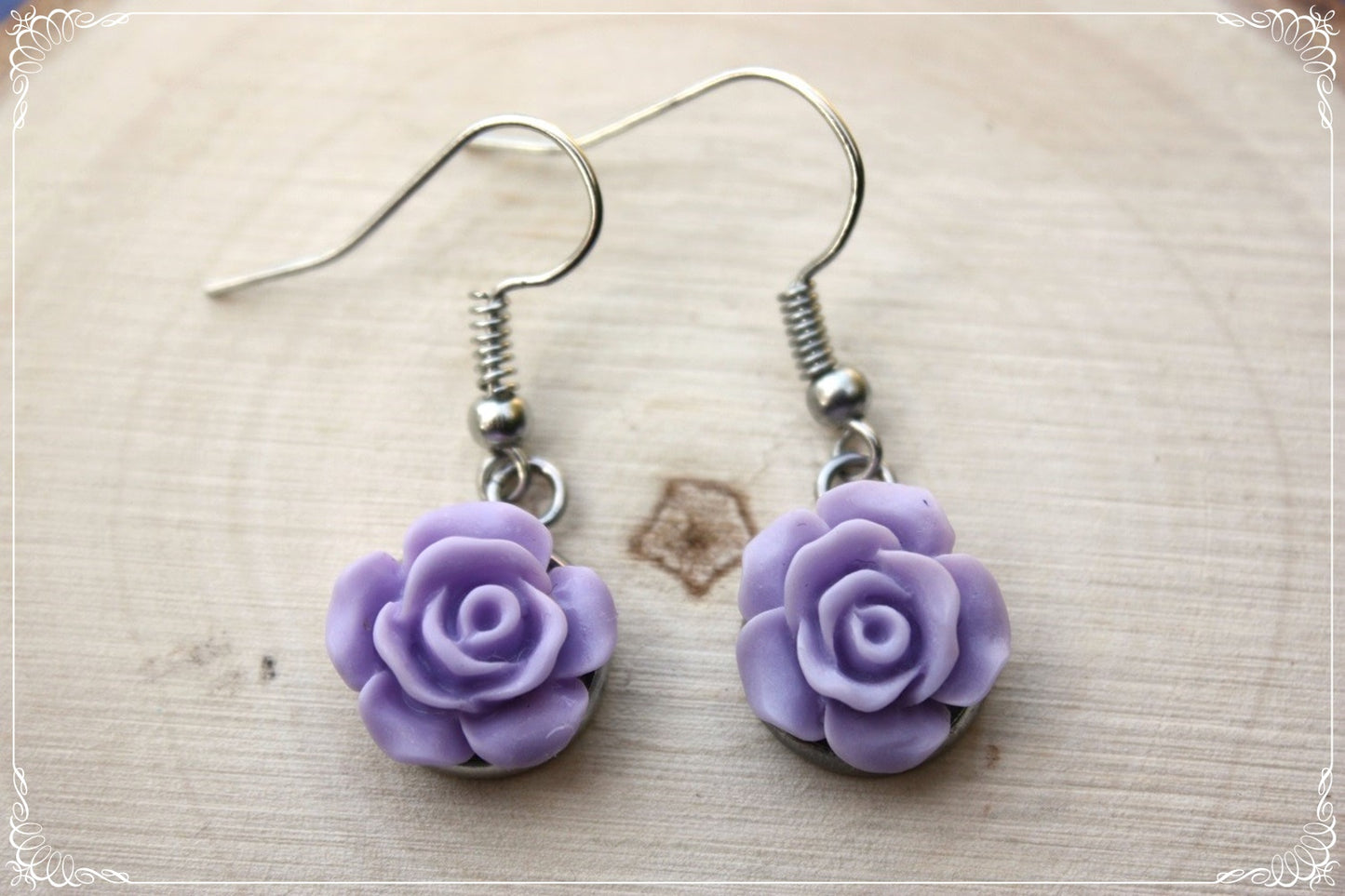 Boucles d'oreilles pendantes "Roses mattes"