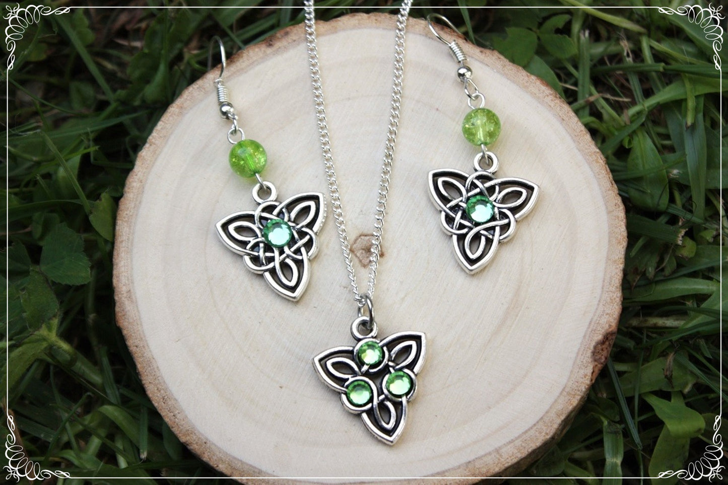 Boucles d'oreilles celtiques "Triangles - perles"