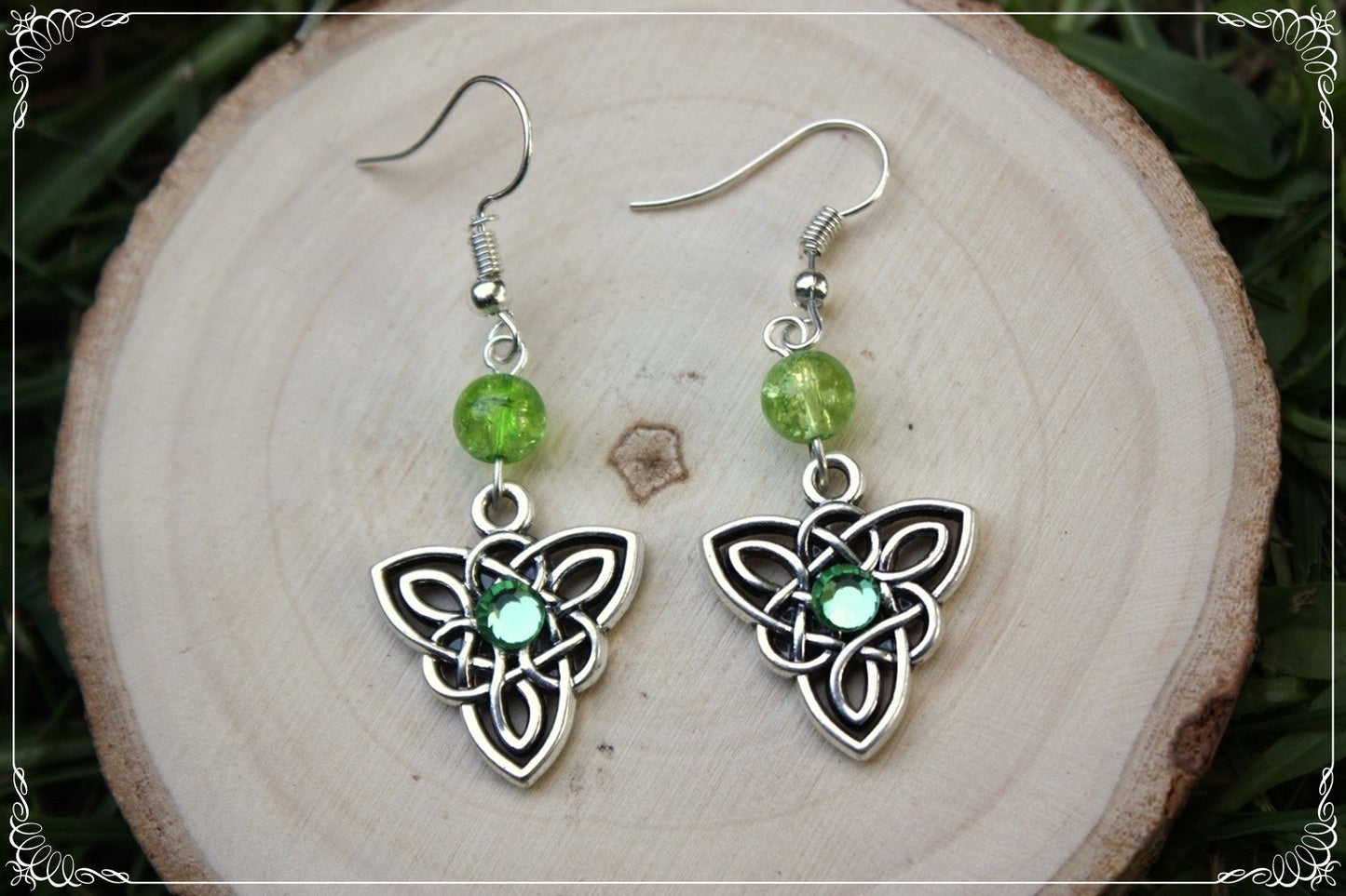 Boucles d'oreilles celtiques "Triangles - perles"