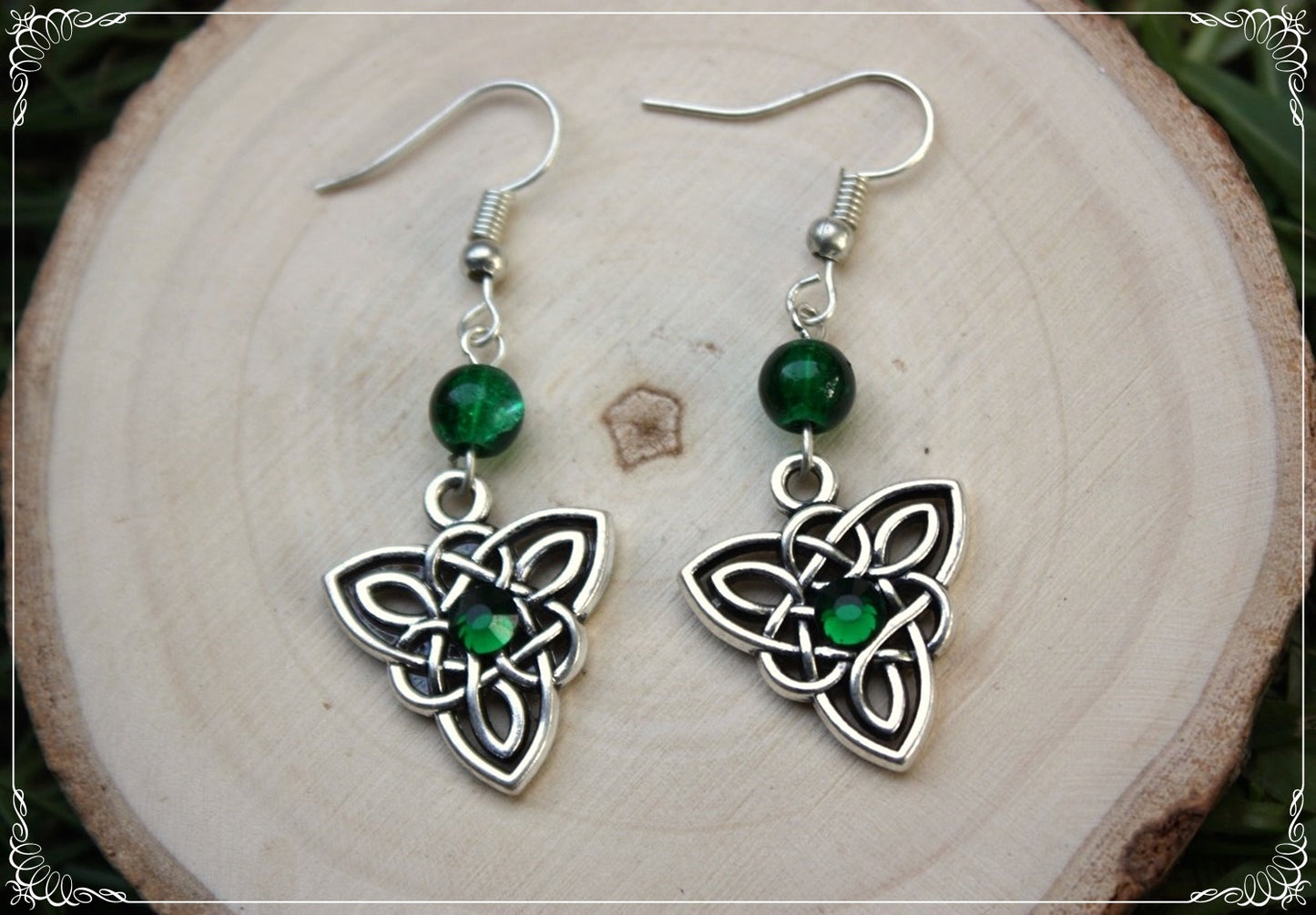 Boucles d'oreilles celtiques "Triangles - perles"