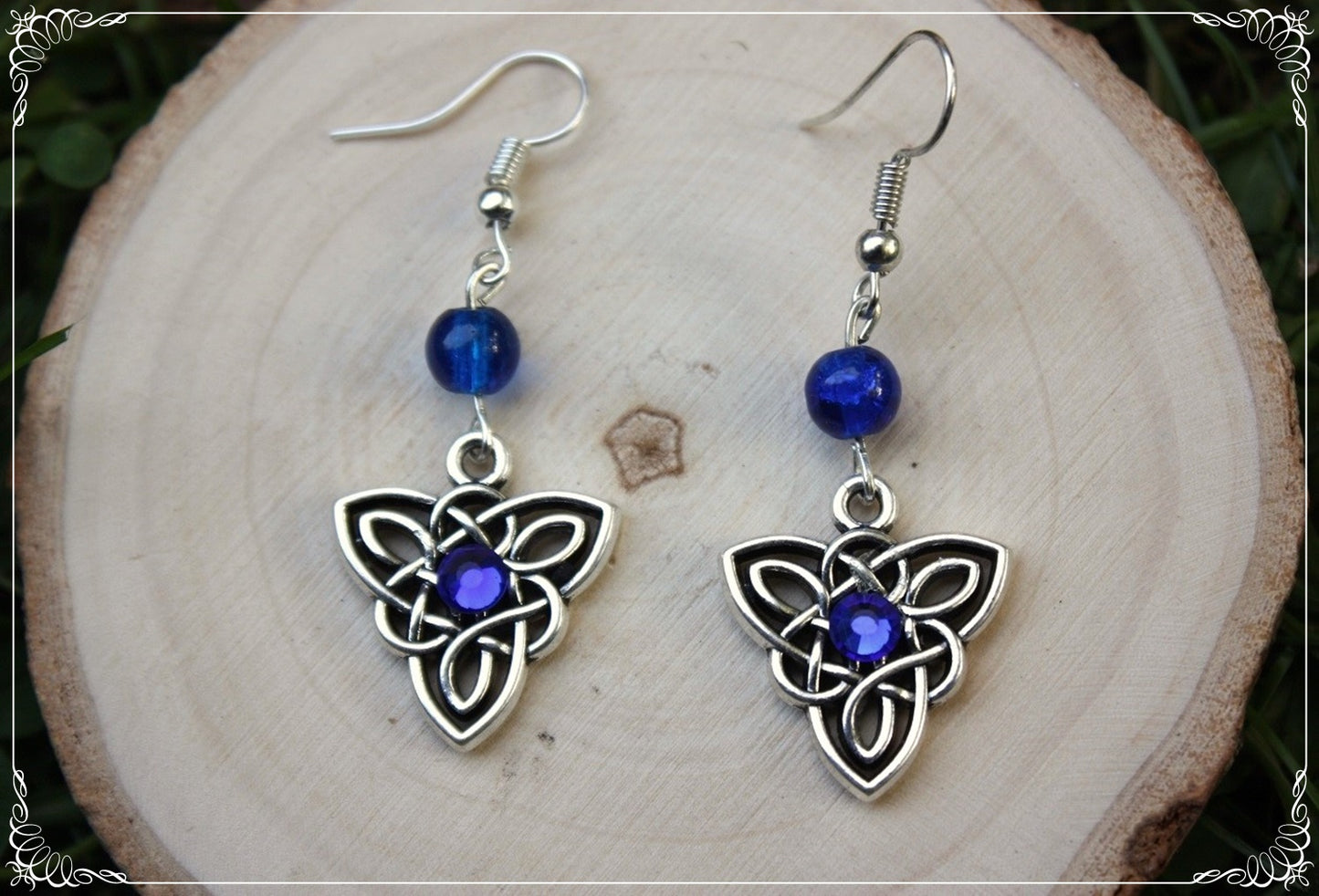Boucles d'oreilles celtiques "Triangles - perles"