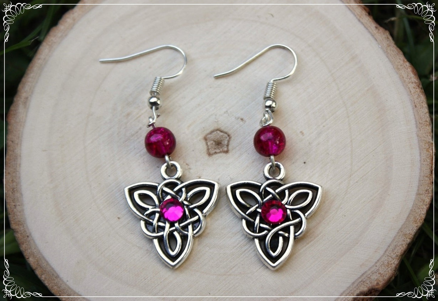 Boucles d'oreilles celtiques "Triangles - perles"