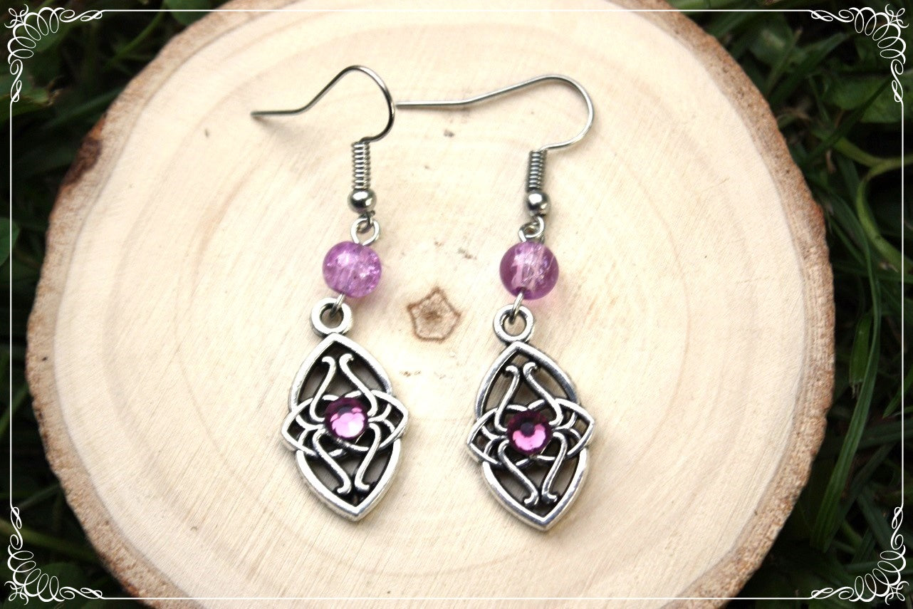 Boucles d'oreilles celtiques "Navettes - perles"