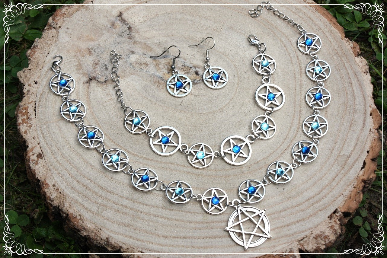 Boucles d'oreilles argentées "Pentacles"