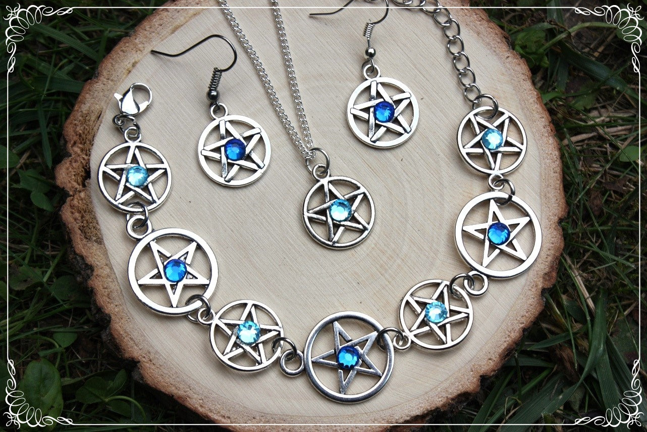 Boucles d'oreilles argentées "Pentacles"