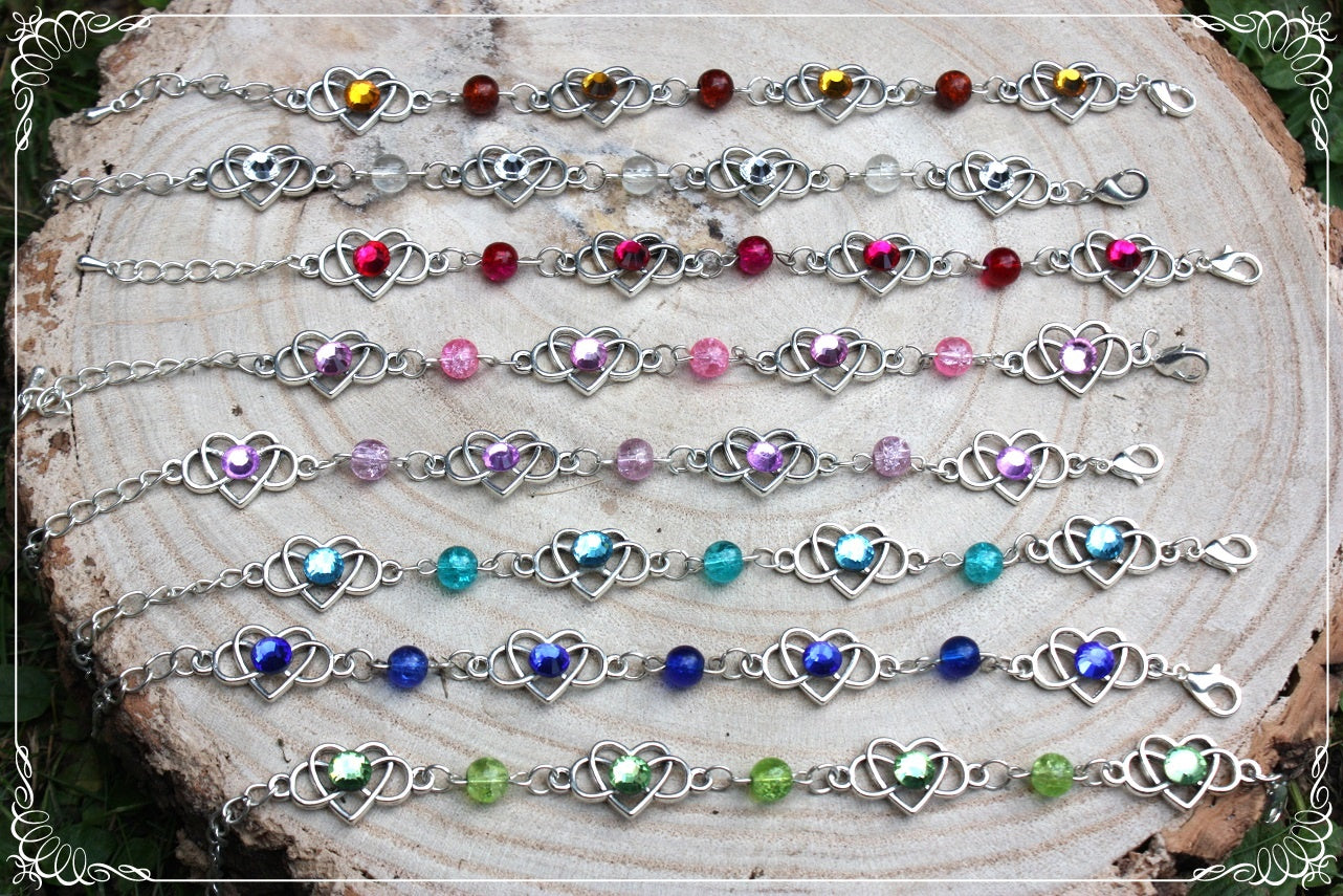 Bracelets "Coeurs celtiques strass et perles"