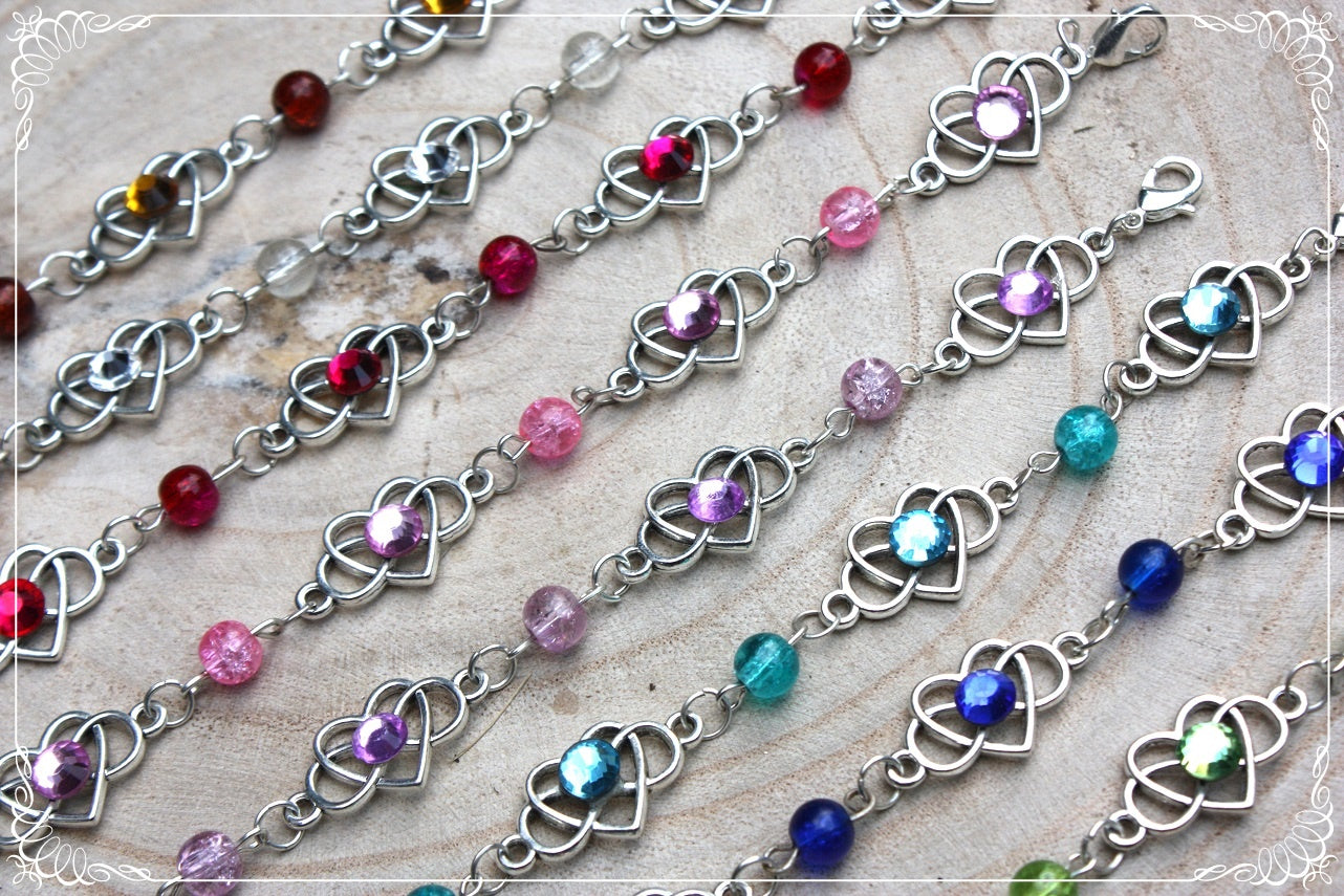 Bracelets "Coeurs celtiques strass et perles"