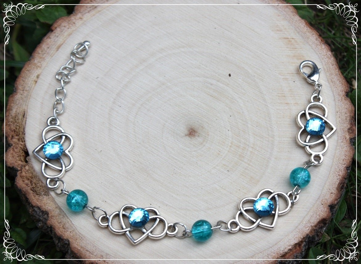 Bracelets "Coeurs celtiques strass et perles"