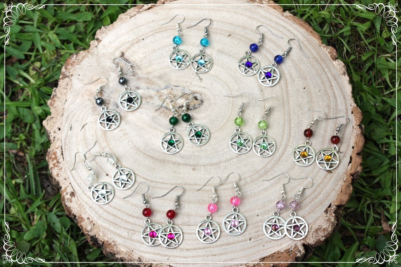 Boucles d'oreilles "Pentacles perles"