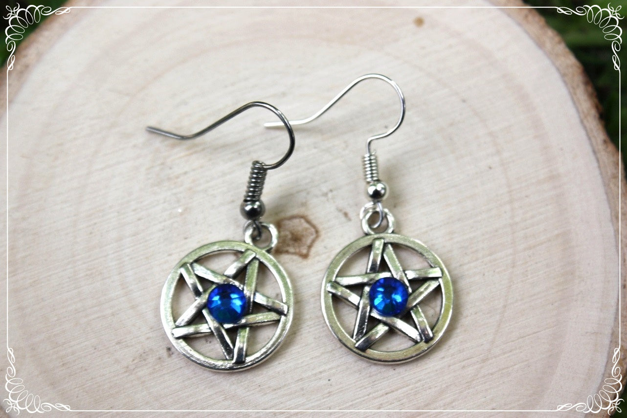 Boucles d'oreilles argentées "Pentacles"
