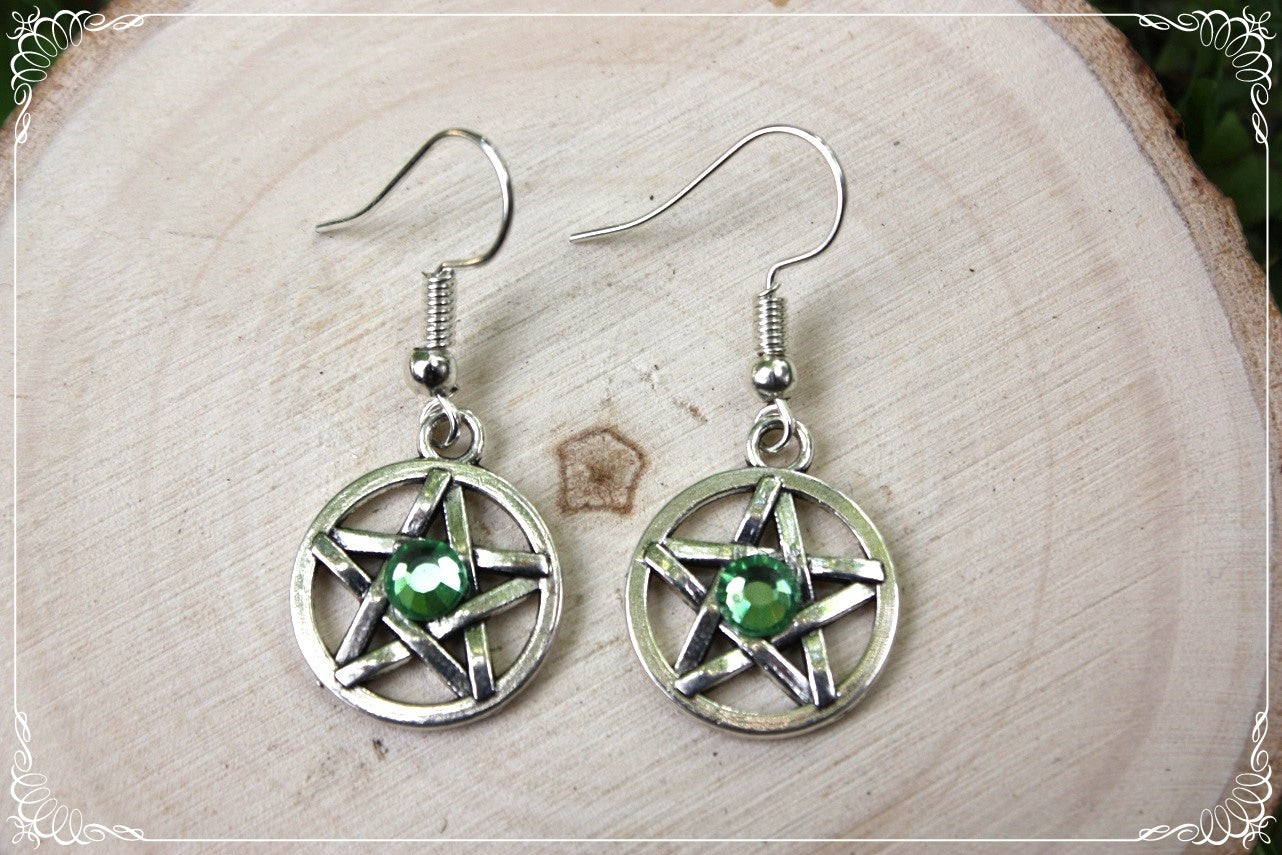 Boucles d'oreilles argentées "Pentacles"