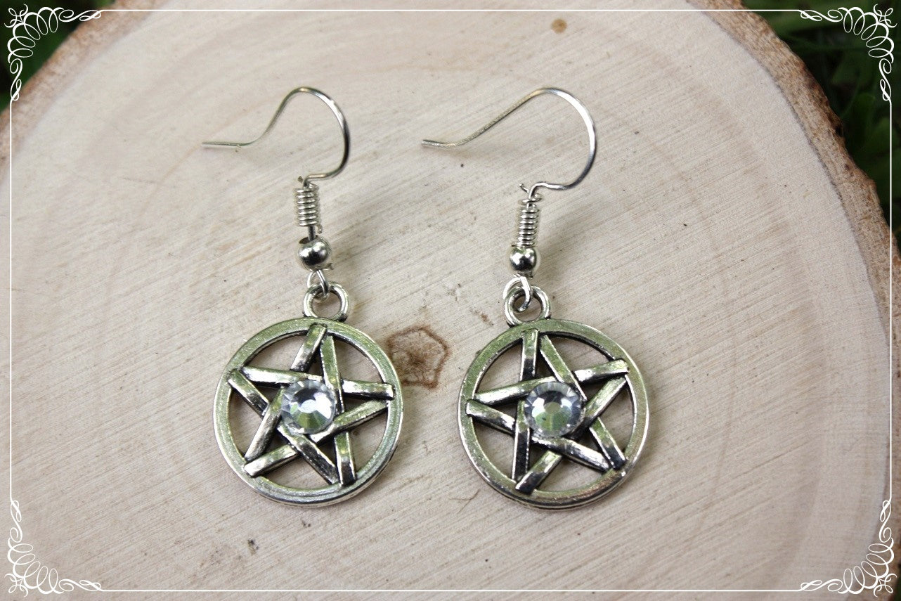 Boucles d'oreilles argentées "Pentacles"