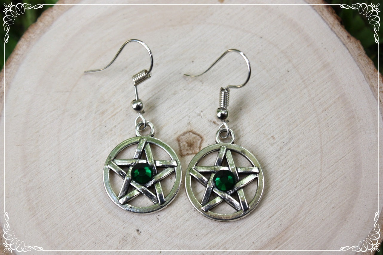 Boucles d'oreilles argentées "Pentacles"