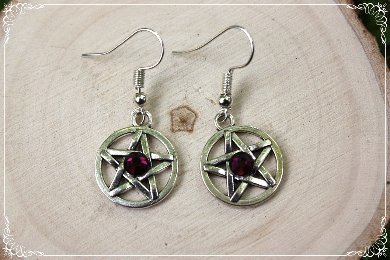 Boucles d'oreilles argentées "Pentacles"