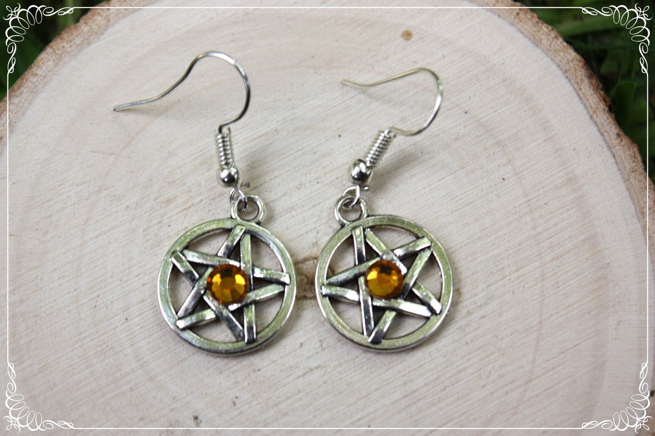Boucles d'oreilles argentées "Pentacles"