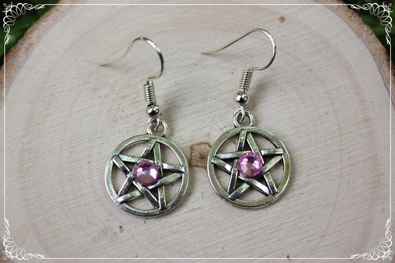 Boucles d'oreilles argentées "Pentacles"