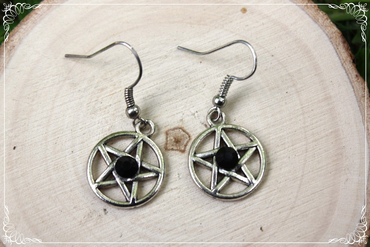 Boucles d'oreilles argentées "Pentacles"