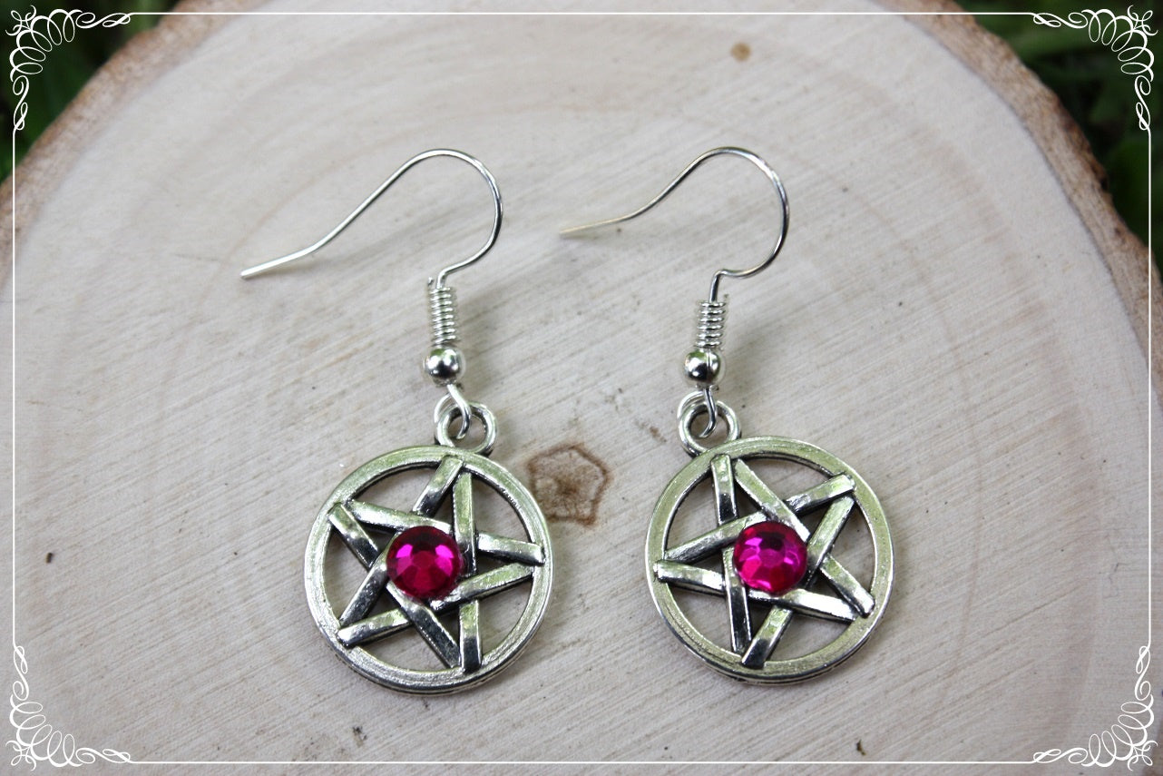 Boucles d'oreilles argentées "Pentacles"