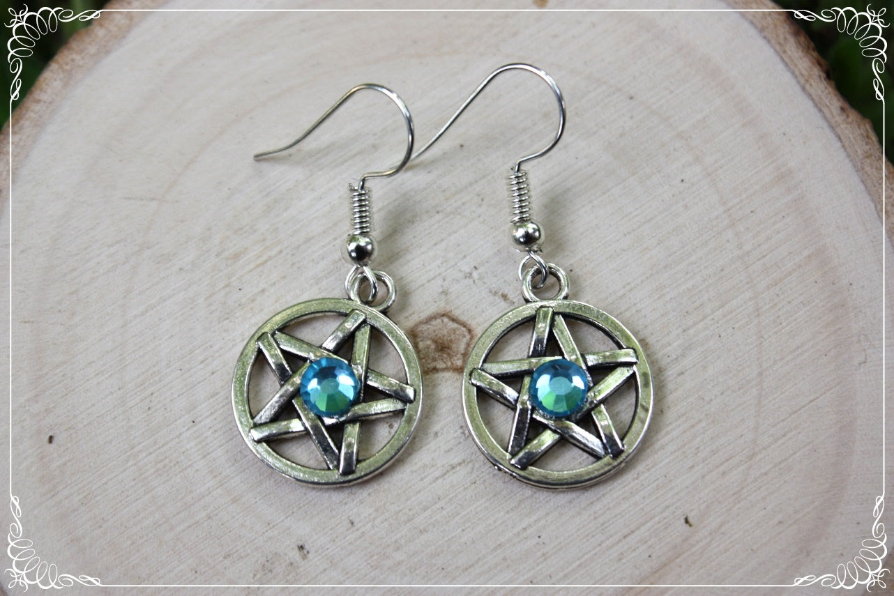 Boucles d'oreilles argentées "Pentacles"