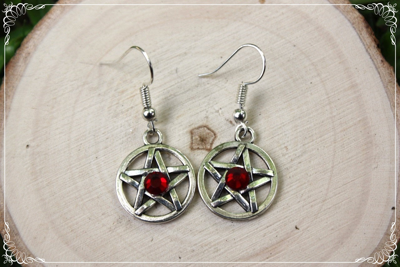 Boucles d'oreilles argentées "Pentacles"