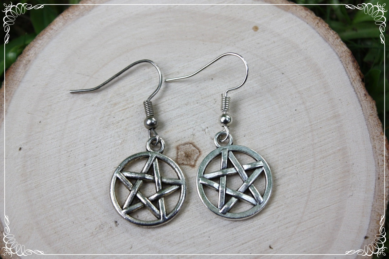 Boucles d'oreilles argentées "Pentacles"