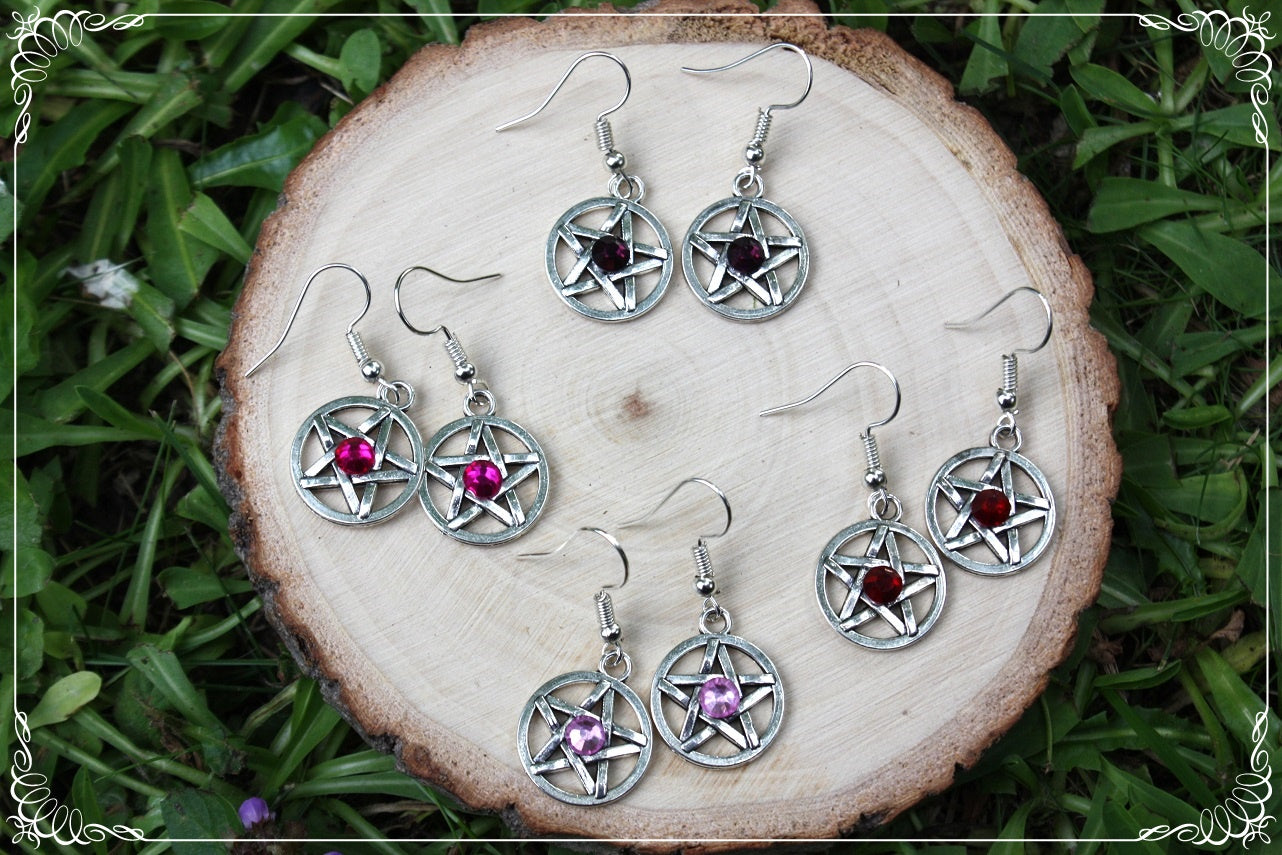 Boucles d'oreilles argentées "Pentacles"
